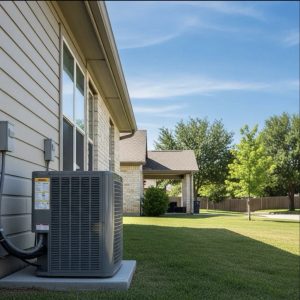 Modern air conditioning unit in a residential setting in Ellis County, Texas